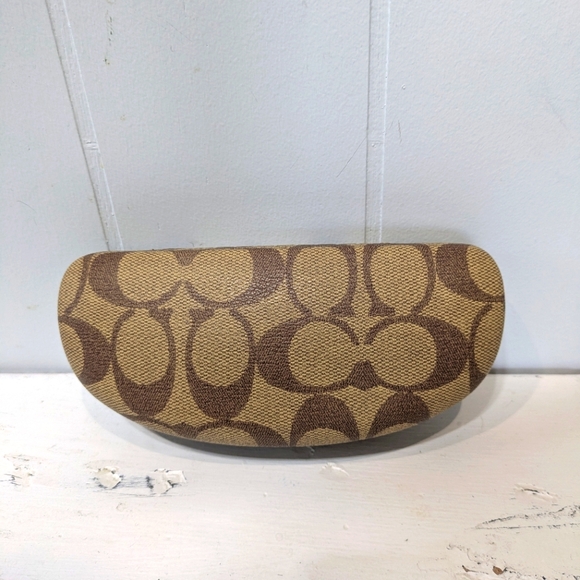 Coach‎ Eyeglasses Sunglasses Case Tan Brown Clamshell - Picture 1 of 3